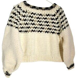 Alpaga blend hand crochet fairisle thick ski sweater
